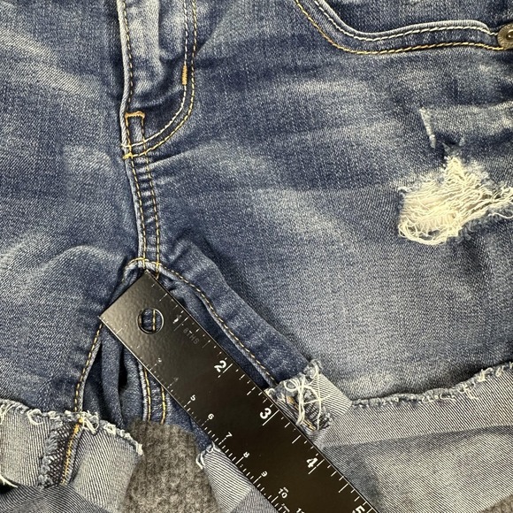 American Eagle Shorts Womens 0 Blue Jean Denim Super Stretch Distressed Cuffed - Picture 12 of 13